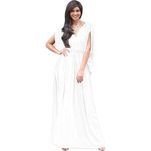 Women's Plus Size Maxi Dress Summer V-Neck Flowy Sleeveless Gown
